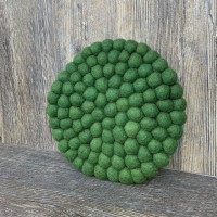 Dark Green Round Felt Trivet 